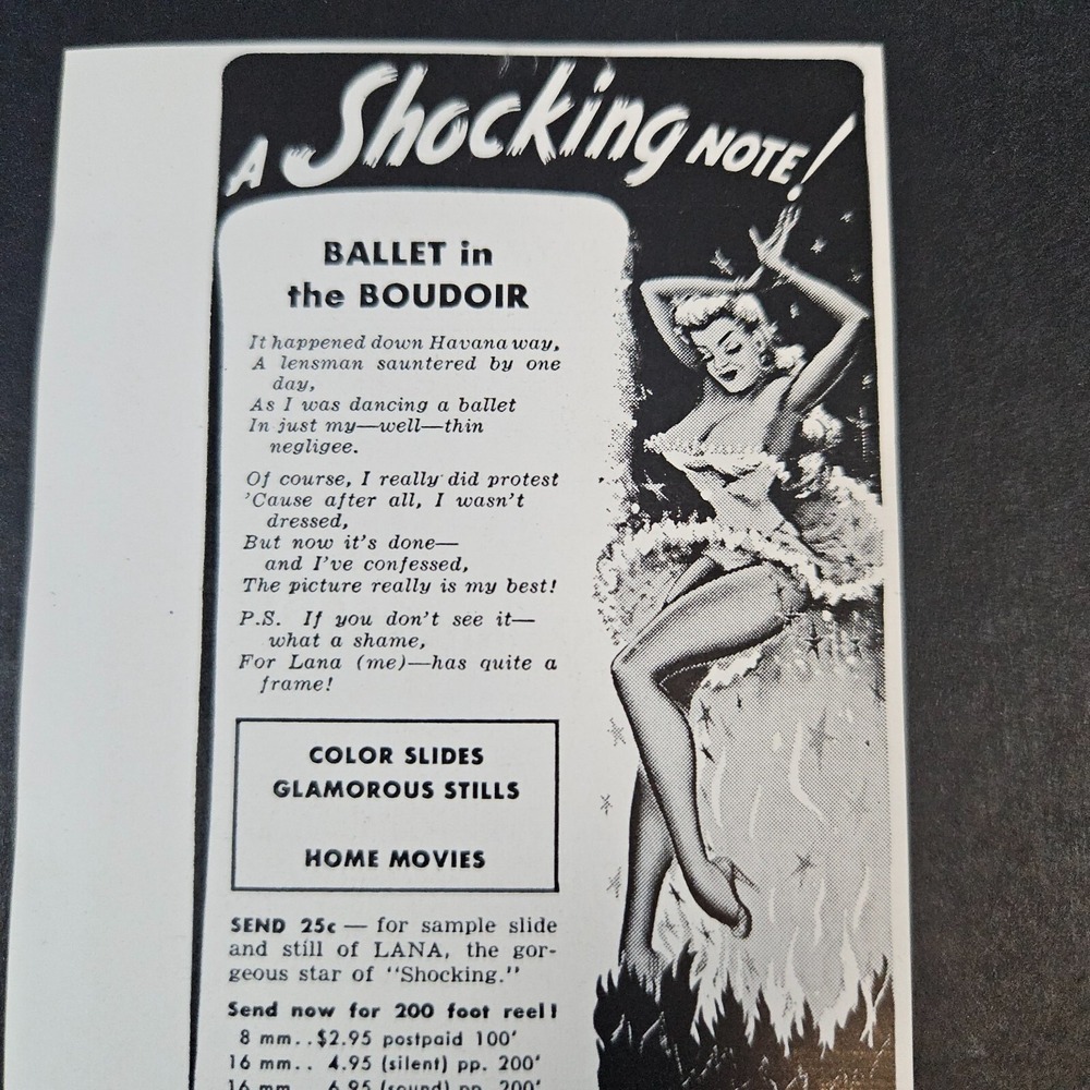 1951 La Madelon Pix Color Slides Stills Home Movies Boudoir‎ Vintage Print Ad